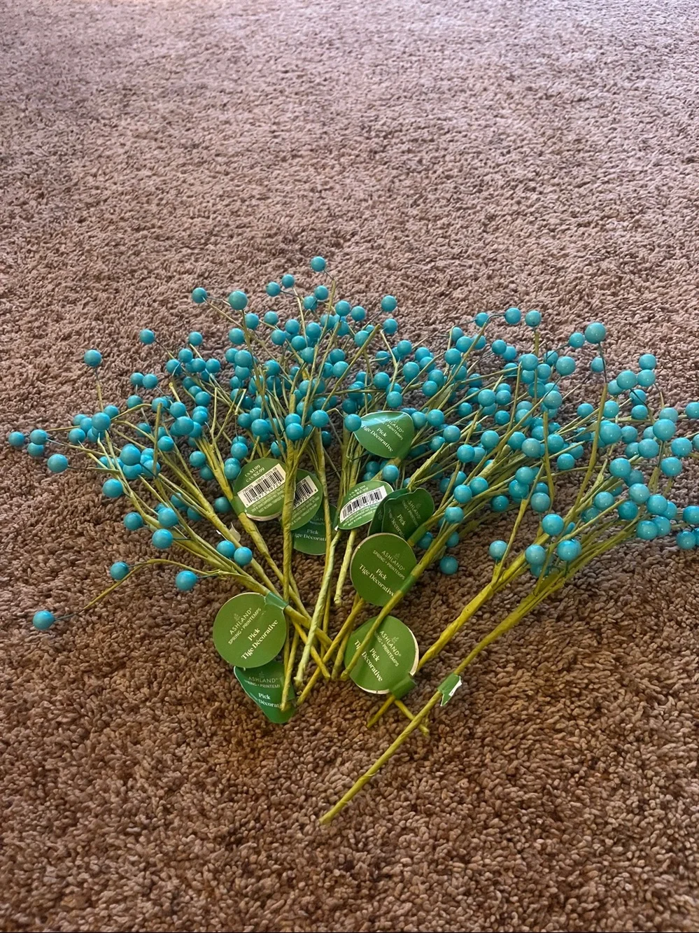 Ashland Teal Berry Spray Stems - Decorative Faux Floral Accents (14)